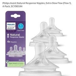 NWT- Philips Avent natural extra slow flow nipple- level 1- sealed in package